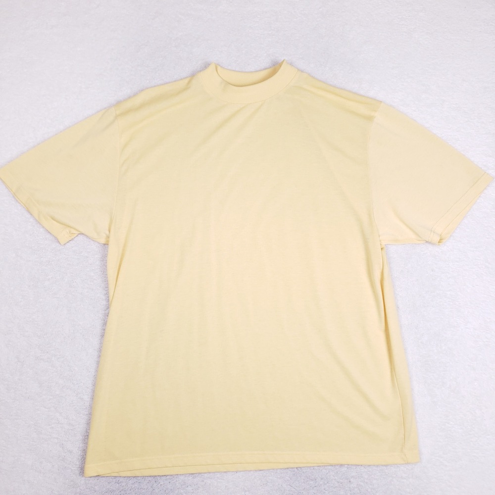 Siegfried Mock Neck T Shirt Mens XXL Relaxed Soft Minimalist Pastel Yellow
